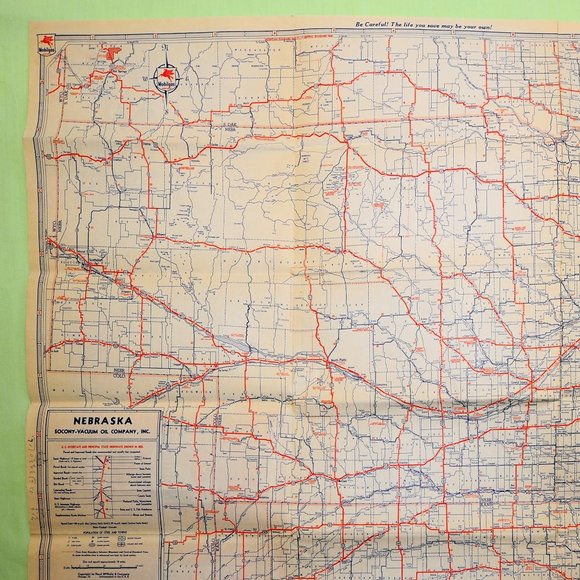 Vintage 1952 NEBRASKA & Adjoining States Travel Road Map Mobil Gas Wall Decor - Picture 4 of 8